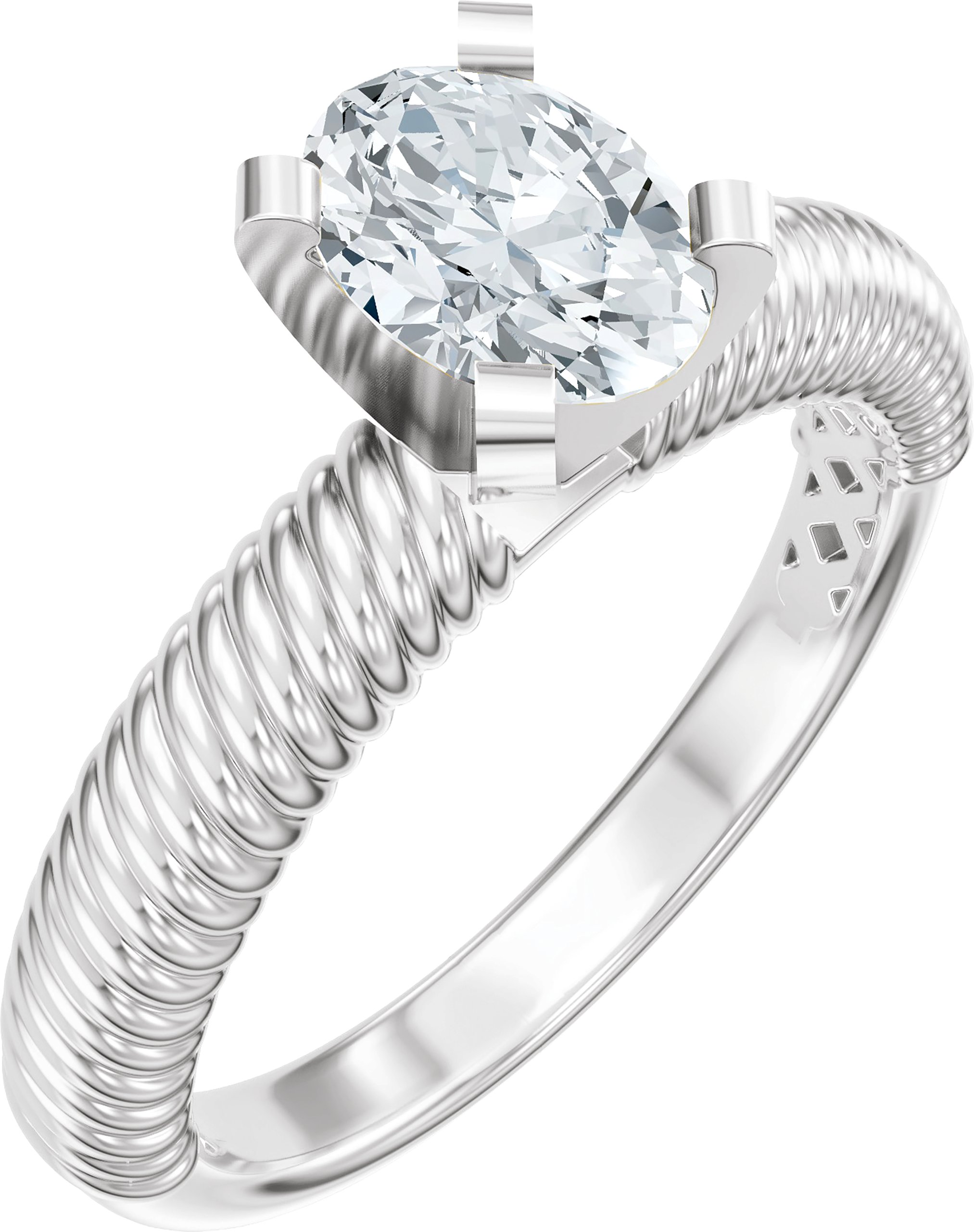 Solitaire Rope Engagement Ring or Band