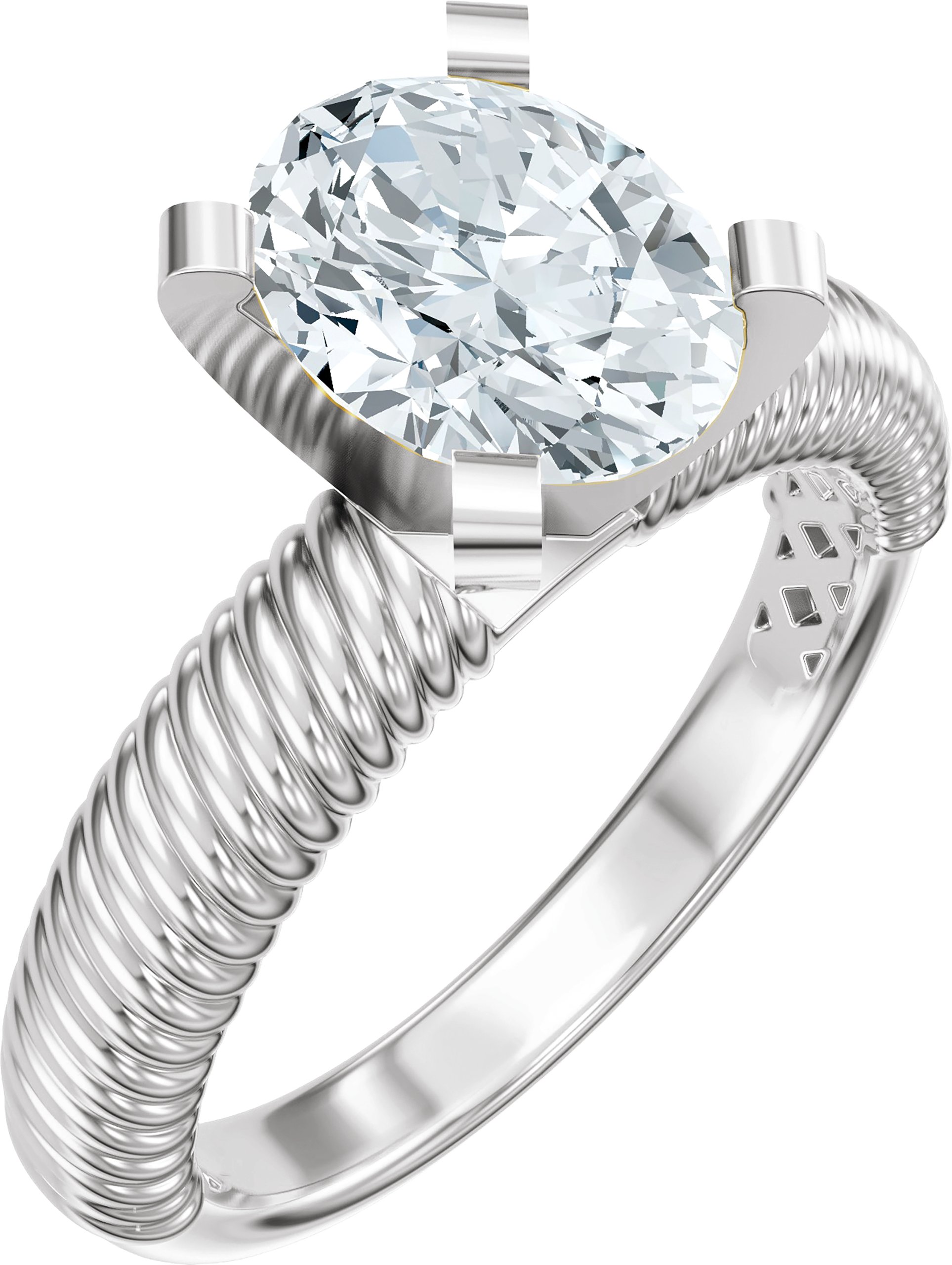 Solitaire Rope Engagement Ring or Band