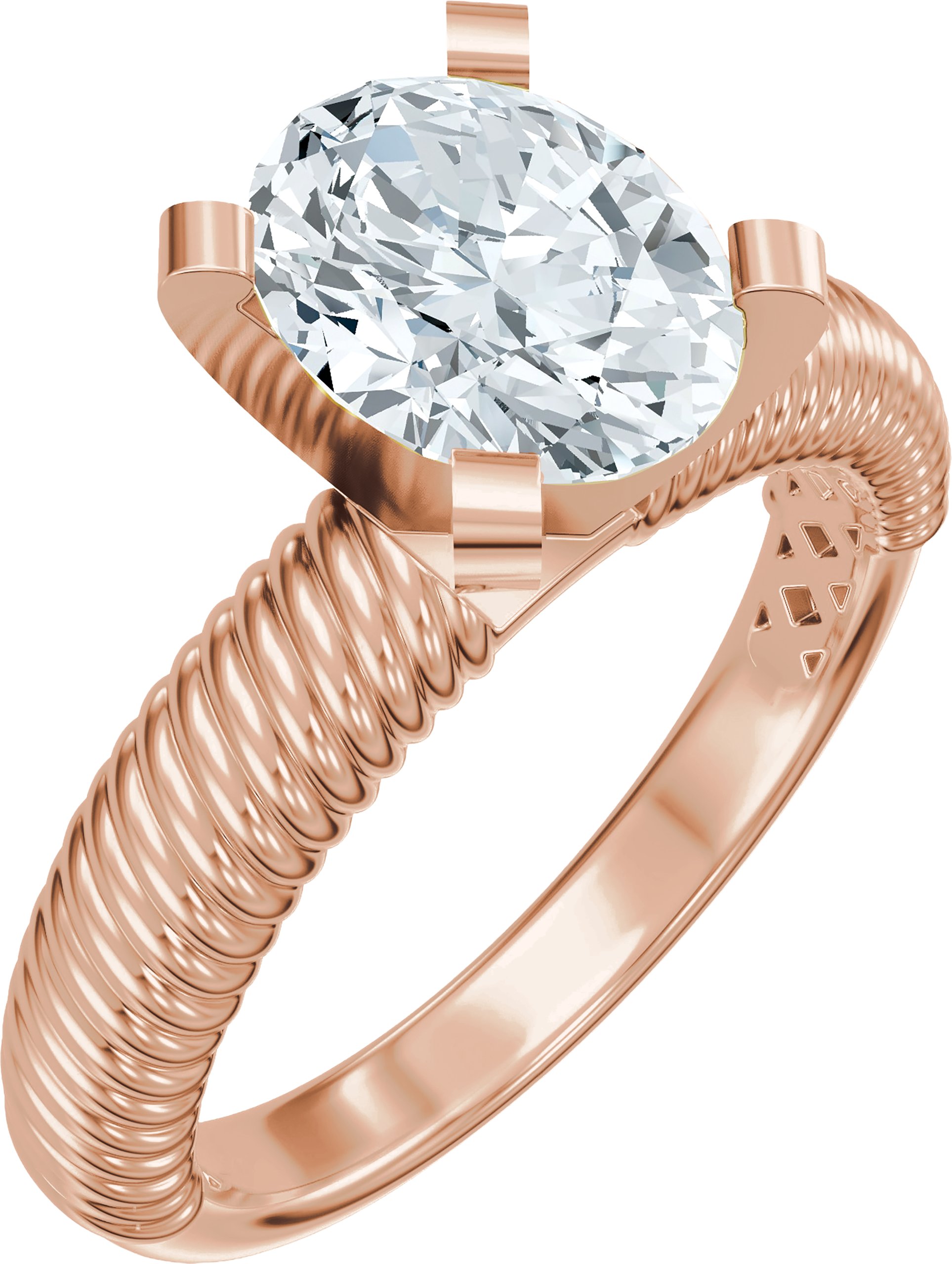 Solitaire Rope Engagement Ring or Band