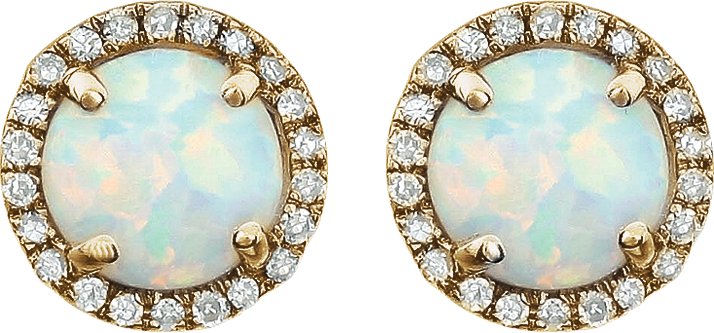 Round 4-Prong Halo-Style Birthstone Earrings