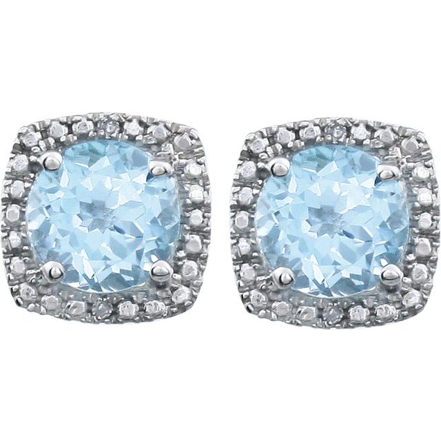 Sterling Silver Natural Sky Blue Topaz & .015 CTW Natural Diamond Earrings