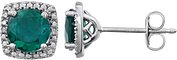 Sterling Silver Lab-Grown Emerald & .015 CTW Natural Diamond Earrings