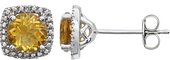 Sterling Silver Natural Citrine & .015 CTW Natural Diamond Earrings