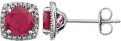 Sterling Silver Lab-Grown Ruby & .015 CTW Natural Diamond Earrings