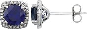 Sterling Silver Lab-Grown Blue Sapphire & .015 CTW Natural Diamond Earrings