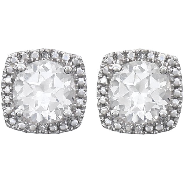 Sterling Silver Lab-Grown White Sapphire & .015 CTW Natural Diamond Earrings