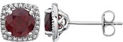 Sterling Silver Natural Mozambique Garnet & .015 CTW Natural Diamond Earrings