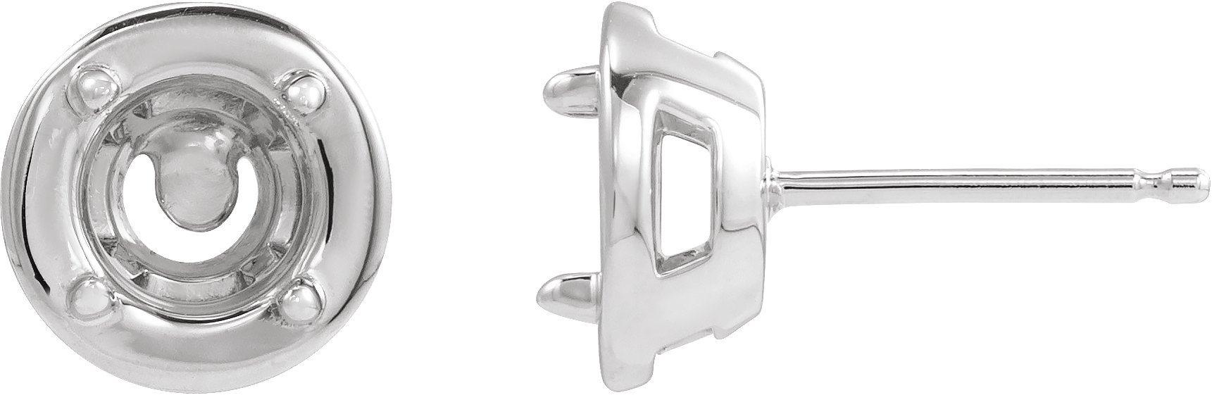 Round 4-Prong Claw Bezel-Style Stud Earrings