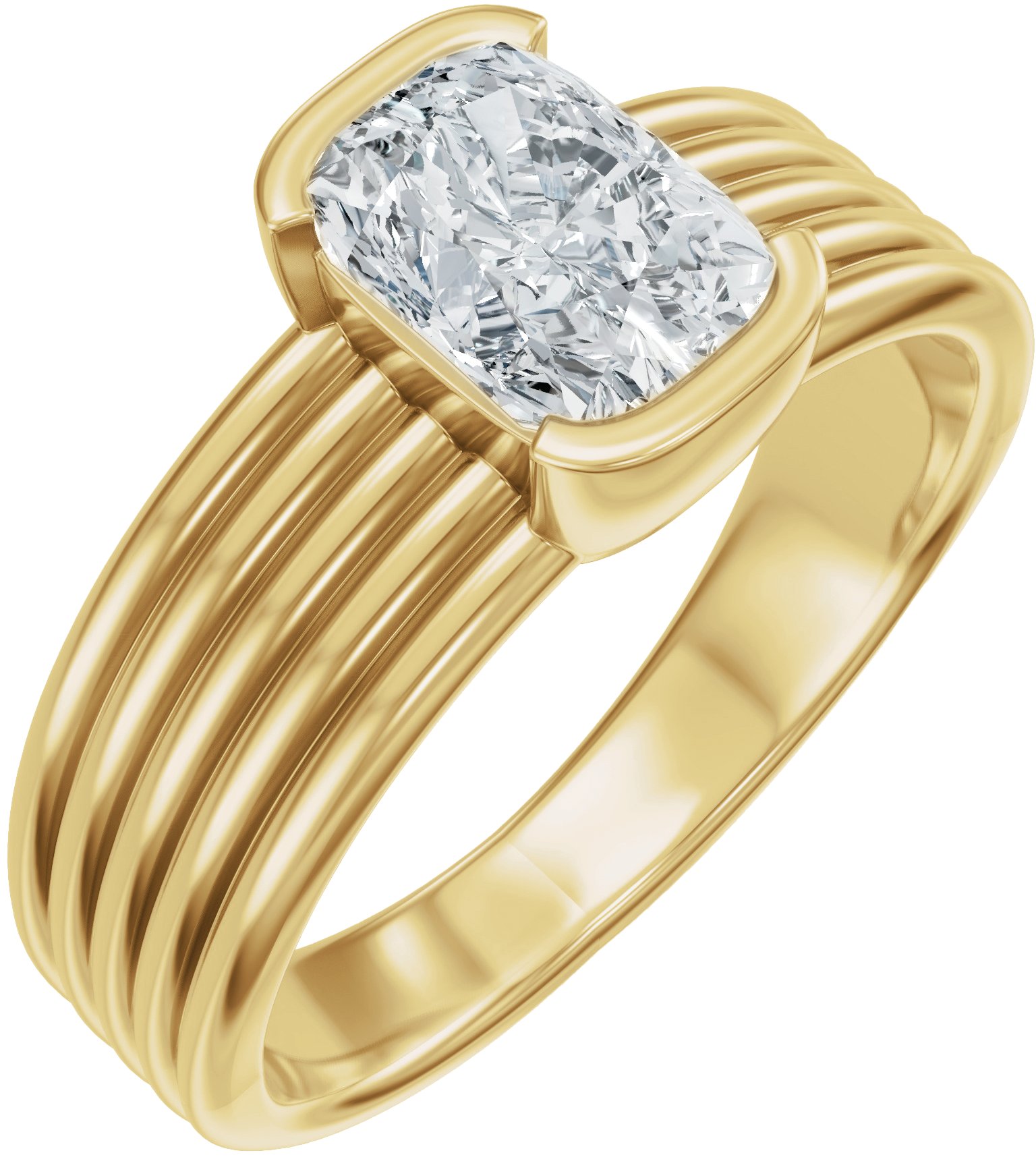 Half Bezel Solitaire Engagement Ring or Band