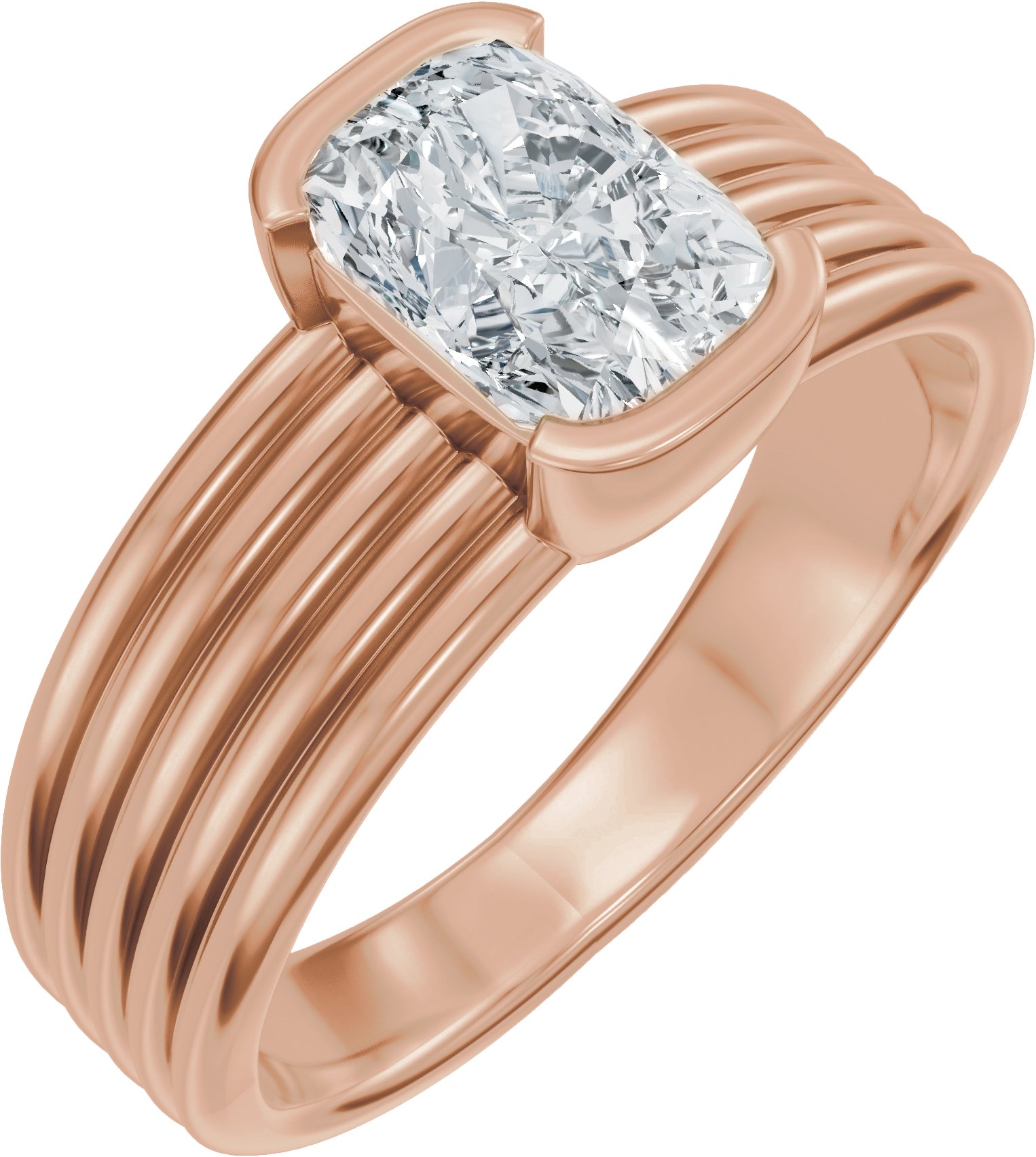 Half Bezel Solitaire Engagement Ring or Band