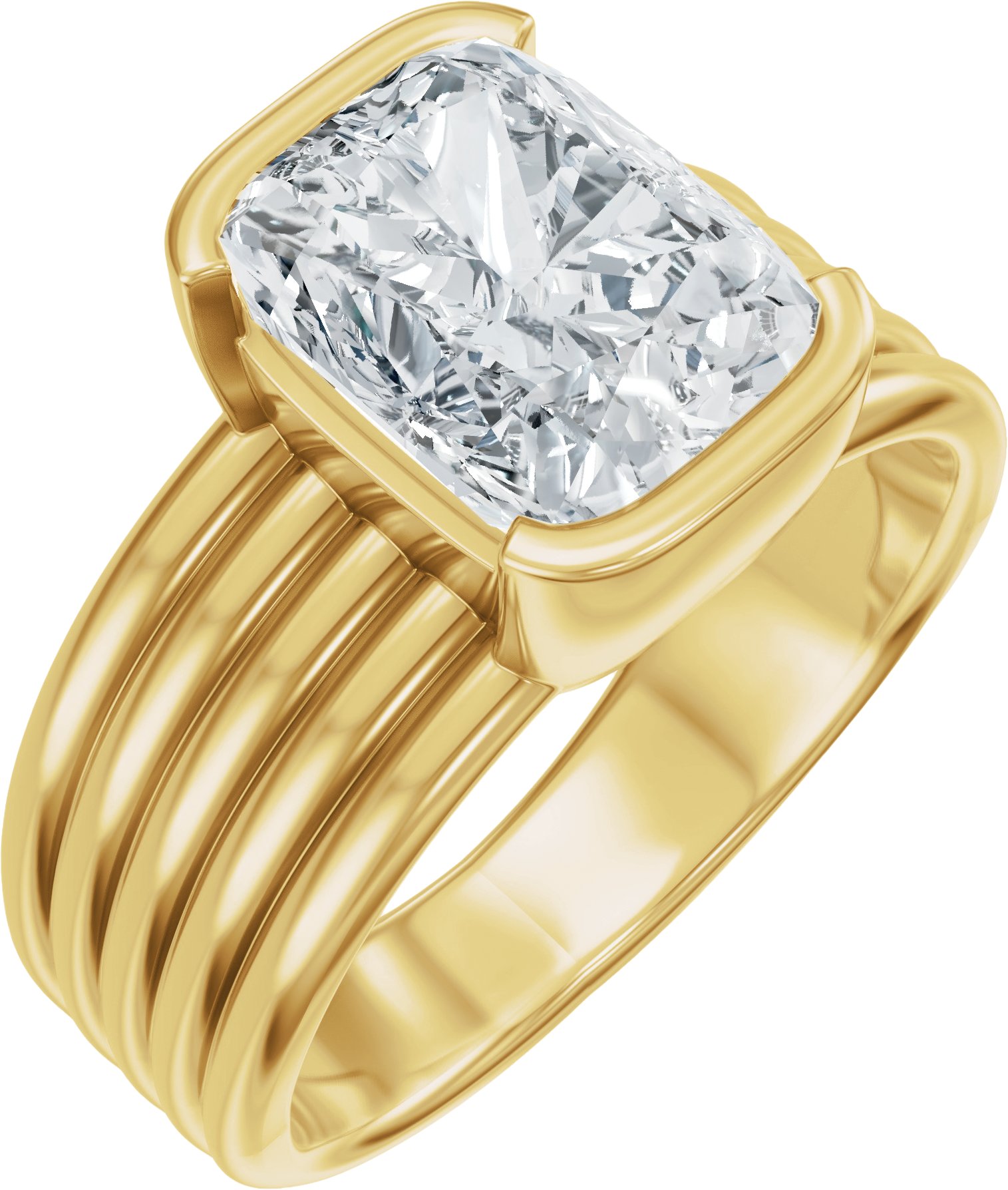 Half Bezel Solitaire Engagement Ring or Band