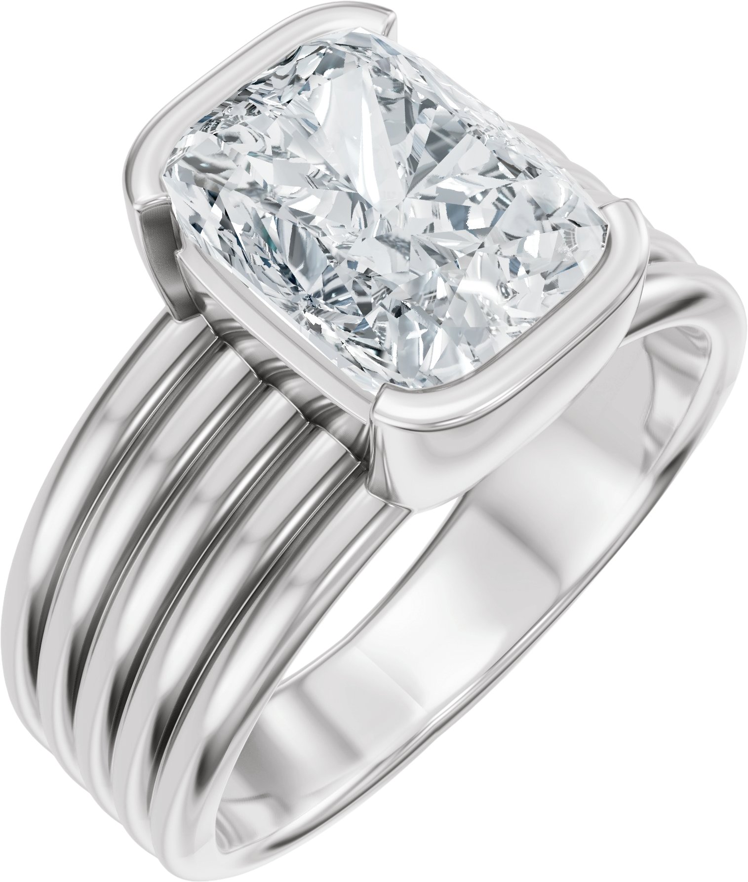 Half Bezel Solitaire Engagement Ring or Band