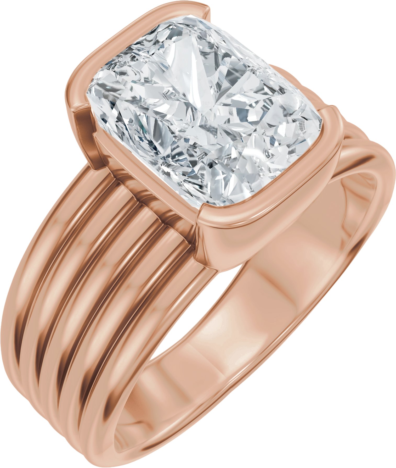 Half Bezel Solitaire Engagement Ring or Band