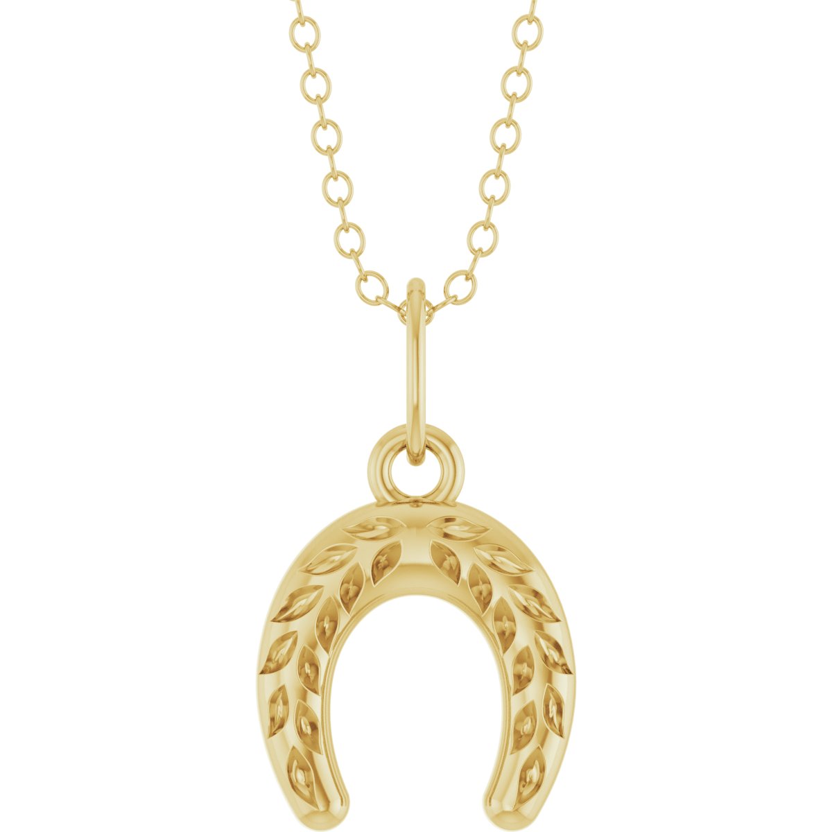 Wheat Pattern Horseshoe Necklace or Pendant