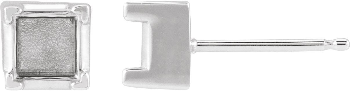 Square 4-Prong Stud Earrings