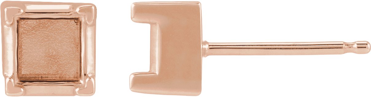 Square 4-Prong Stud Earrings