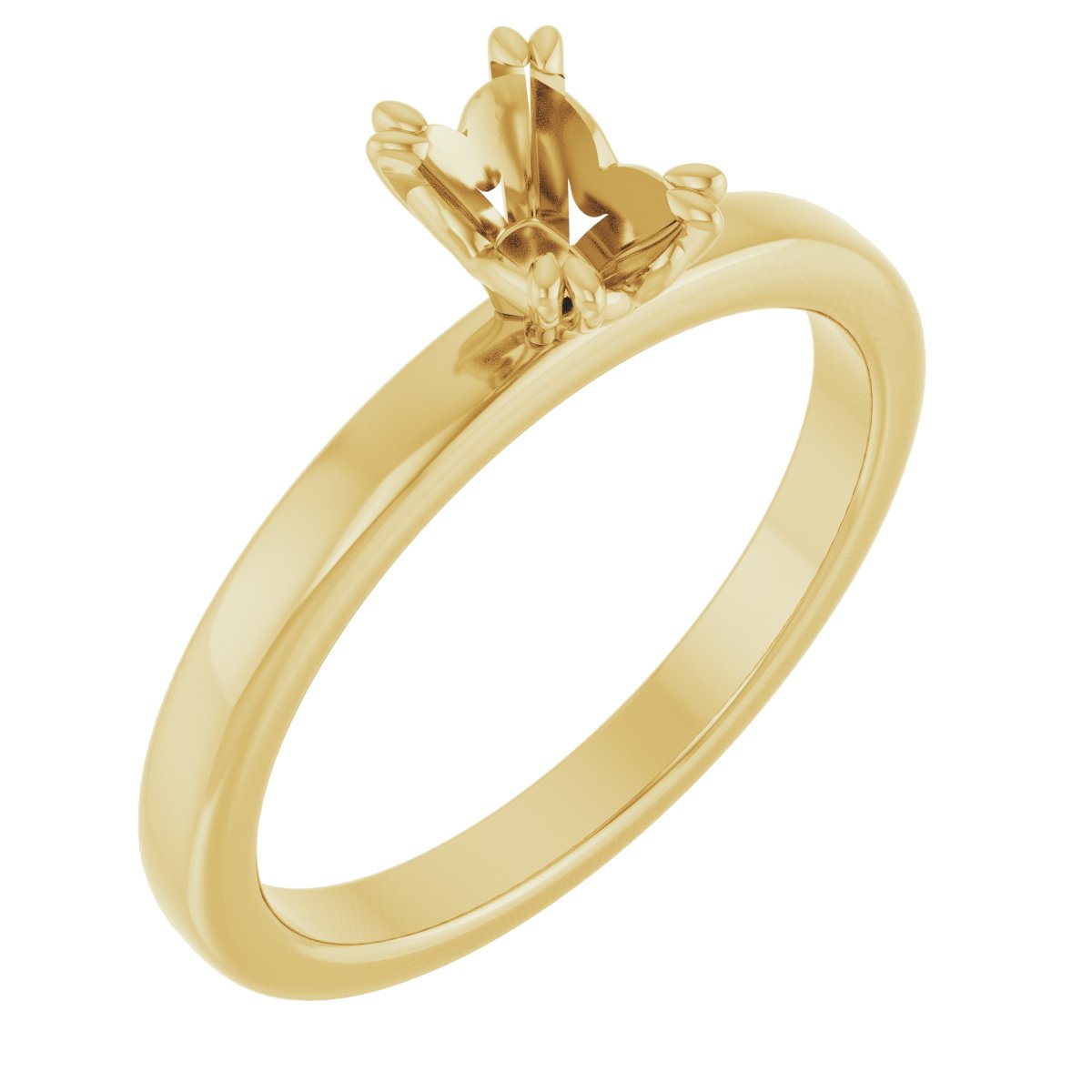 Double Claw-Prong Sculptural Solitaire Engagement Ring