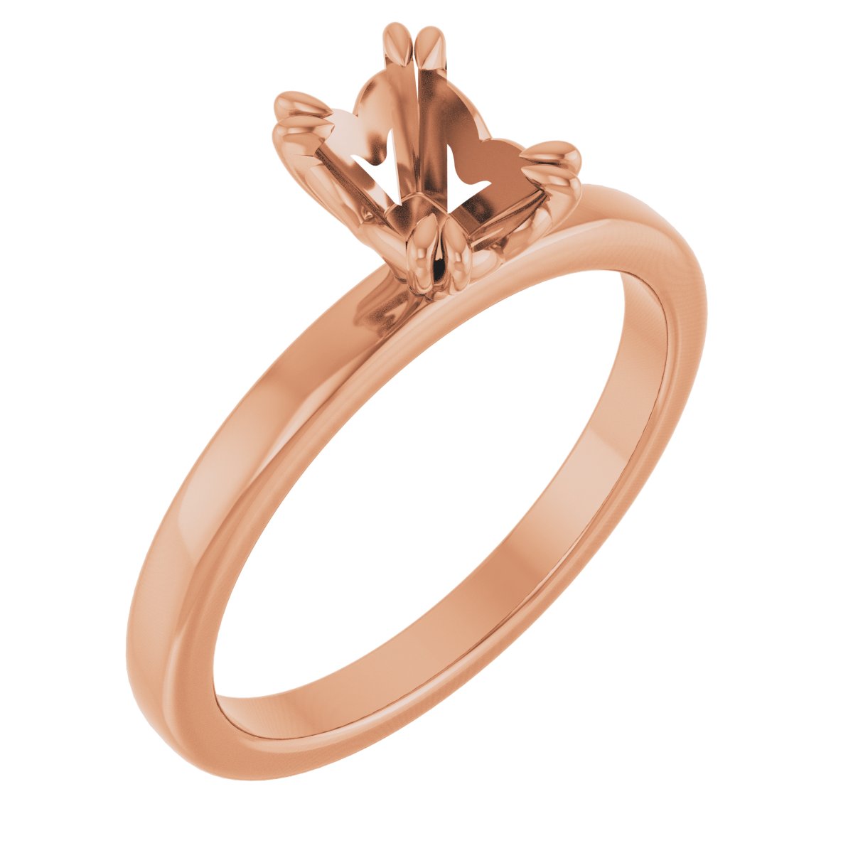 Double Claw-Prong Sculptural Solitaire Engagement Ring