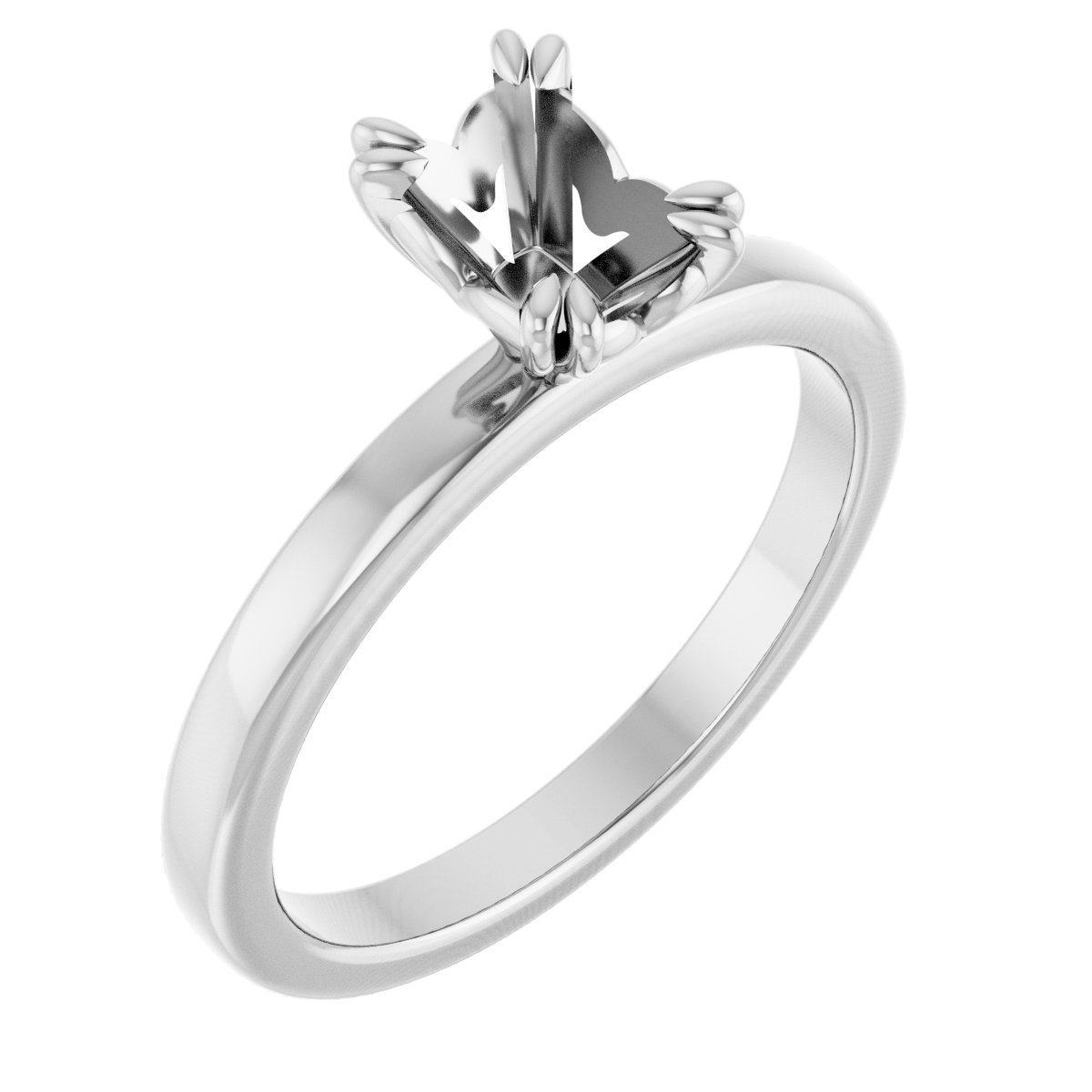 Double Claw-Prong Sculptural Solitaire Engagement Ring