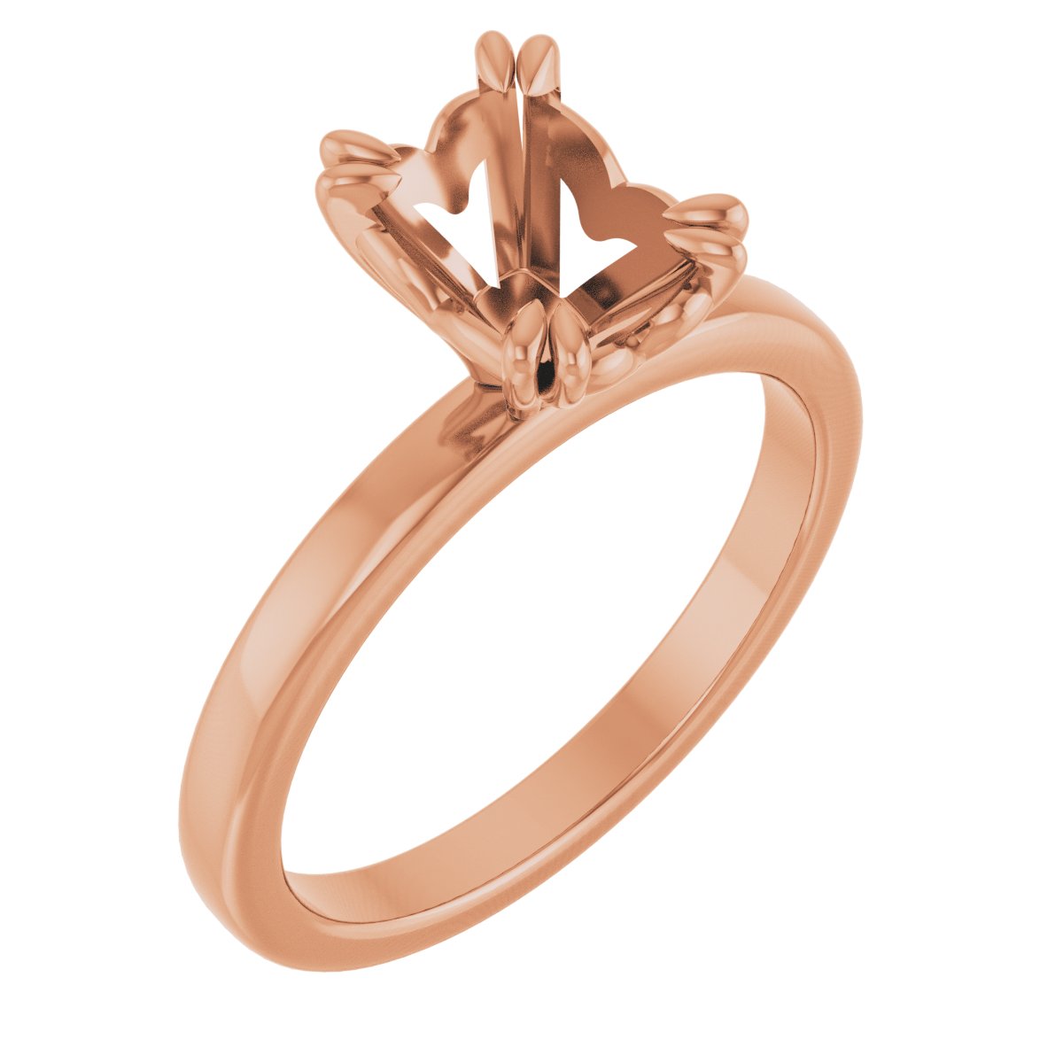 Double Claw-Prong Sculptural Solitaire Engagement Ring
