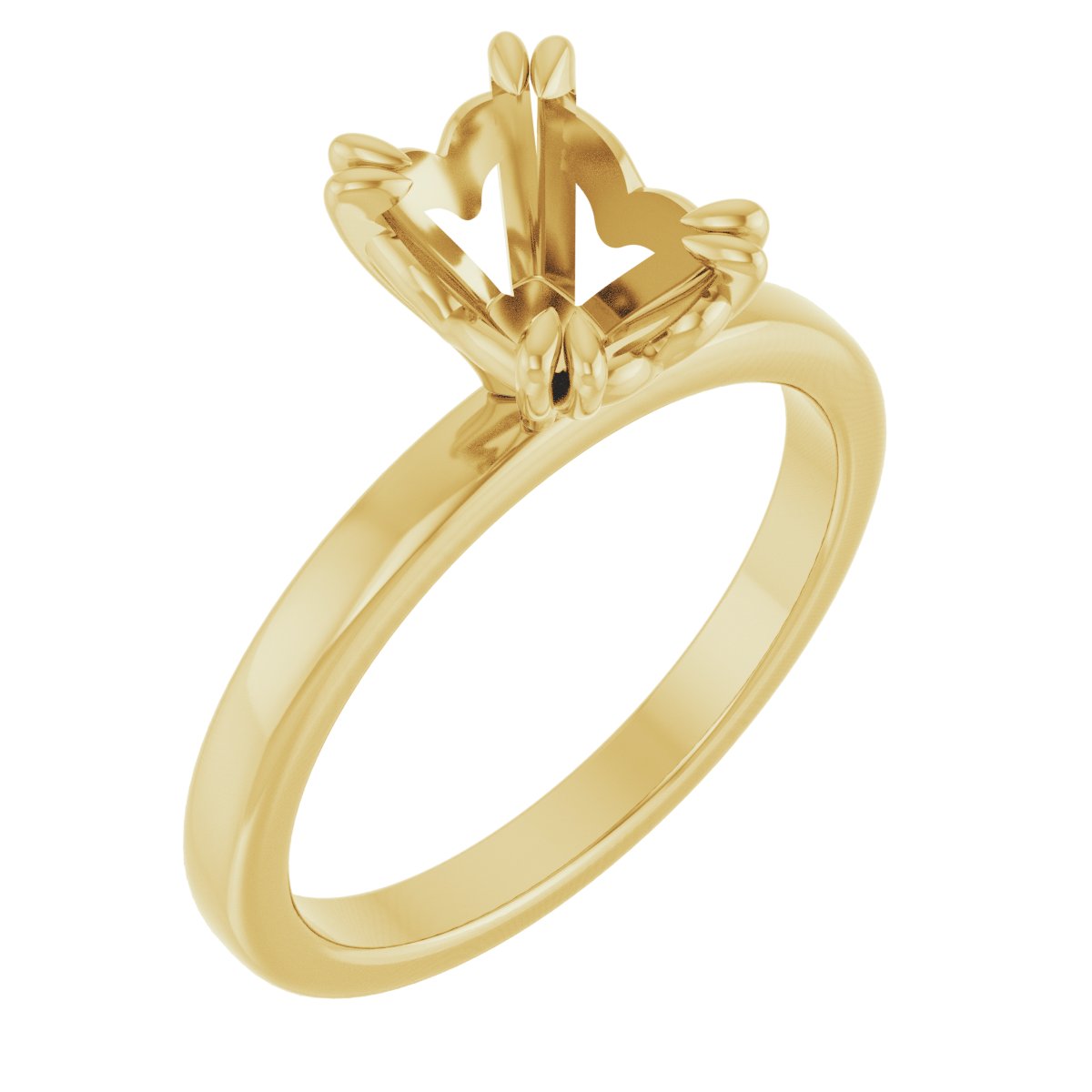 Double Claw-Prong Sculptural Solitaire Engagement Ring