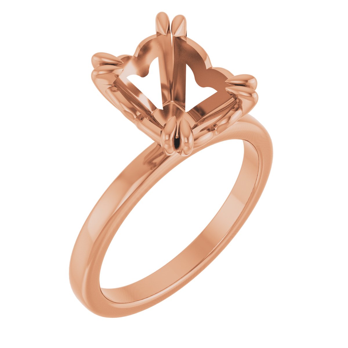 Double Claw-Prong Sculptural Solitaire Engagement Ring