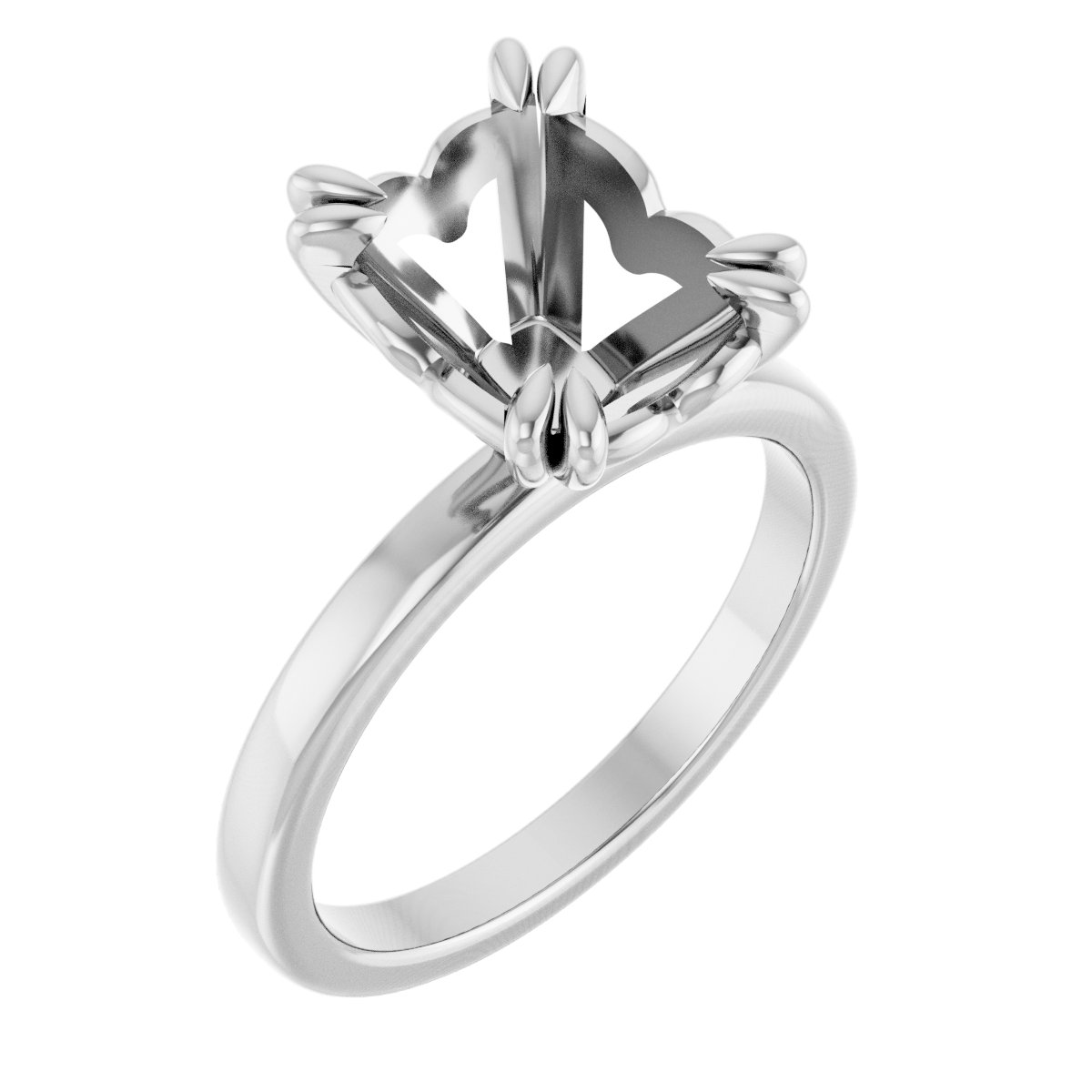 Double Claw-Prong Sculptural Solitaire Engagement Ring