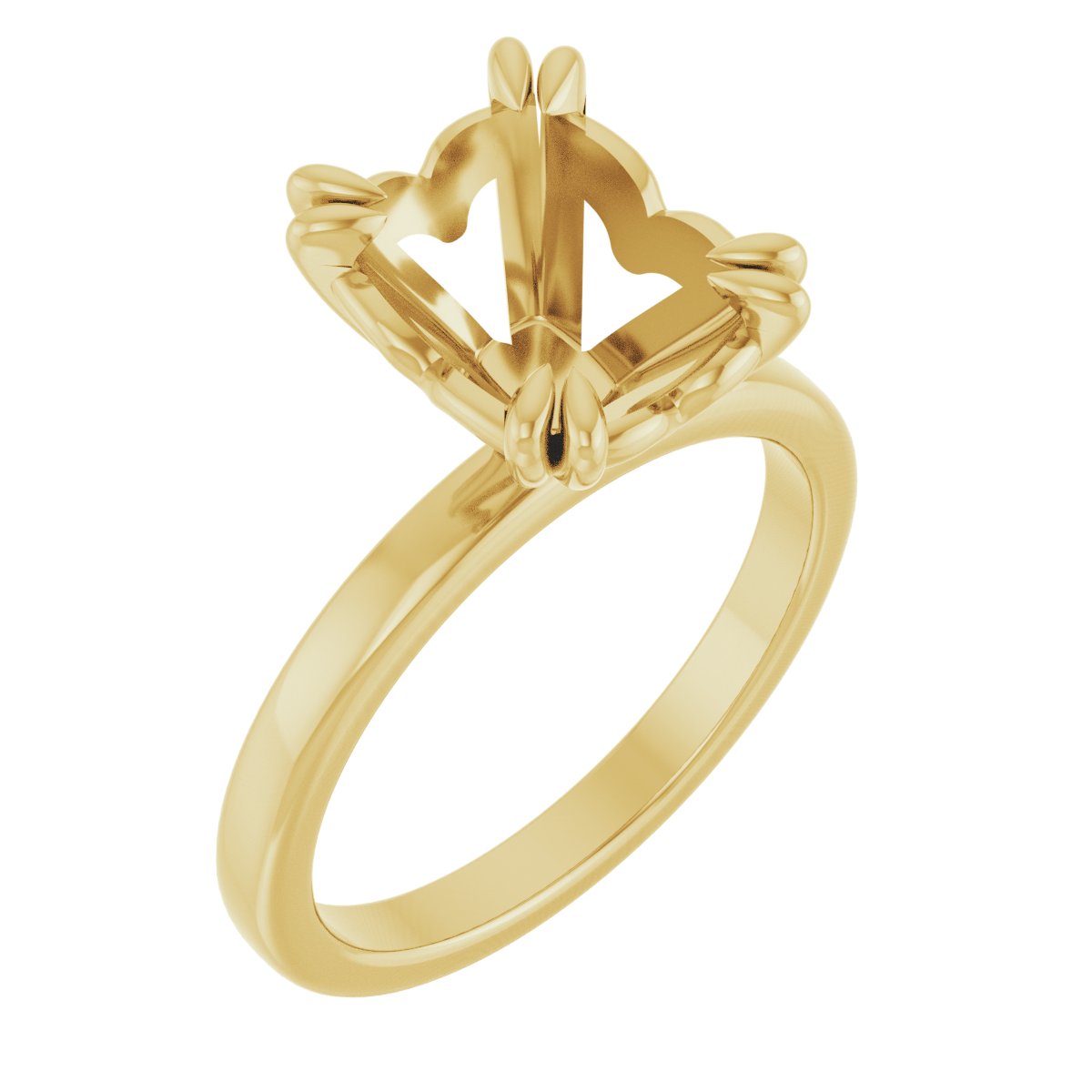 Double Claw-Prong Sculptural Solitaire Engagement Ring