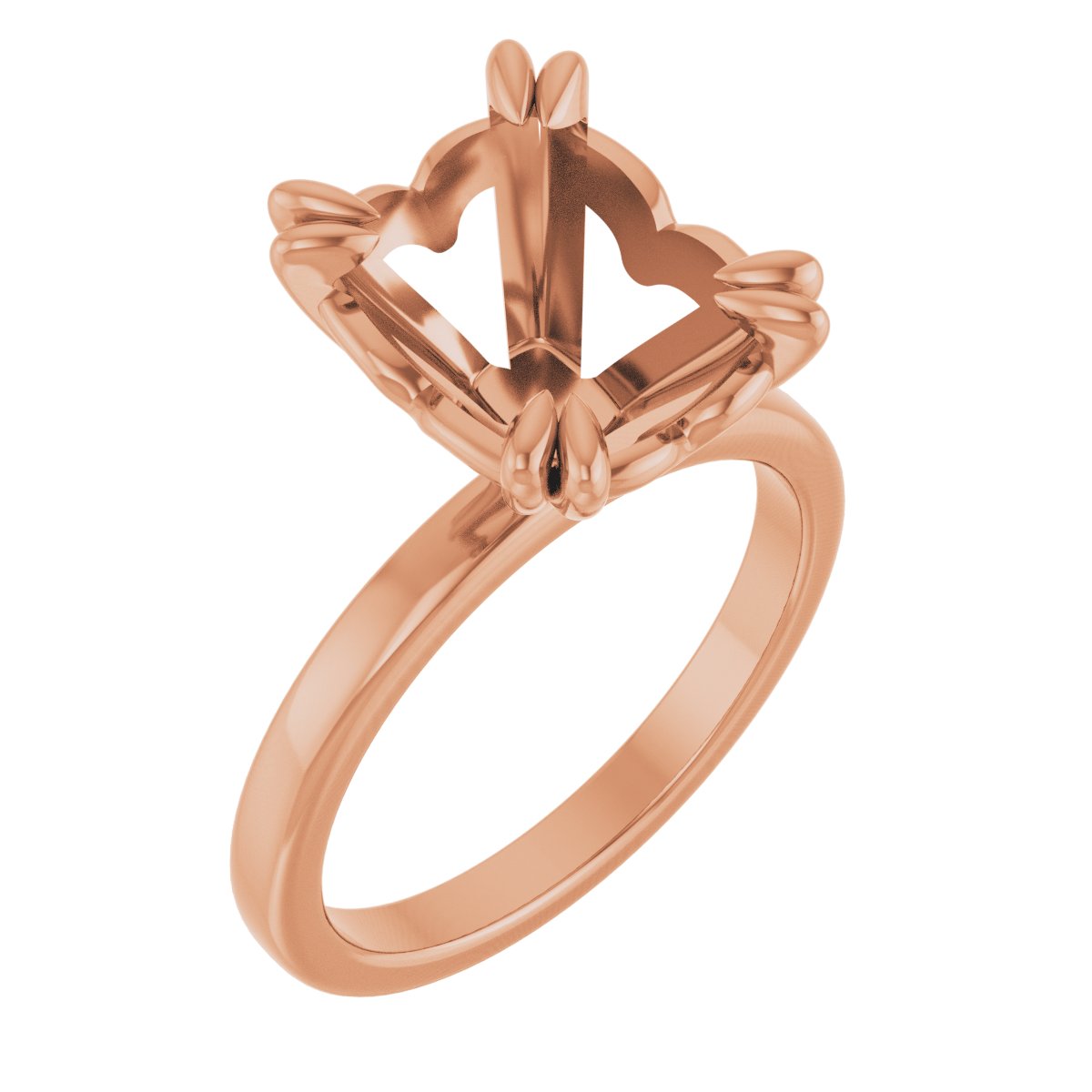 Double Claw-Prong Sculptural Solitaire Engagement Ring