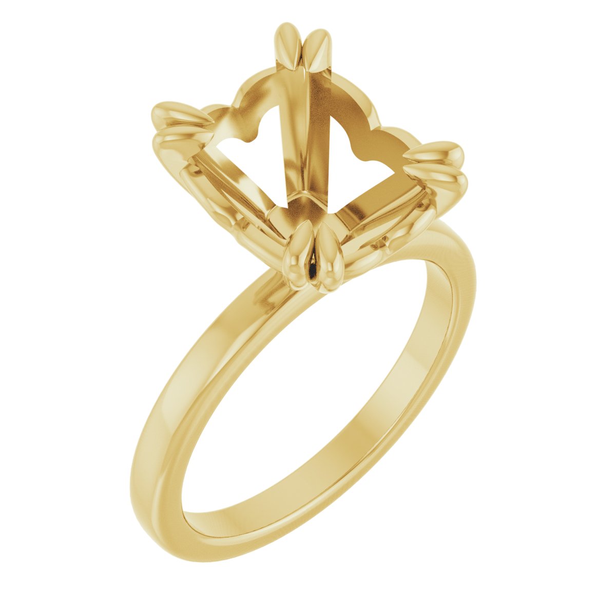 Double Claw-Prong Sculptural Solitaire Engagement Ring