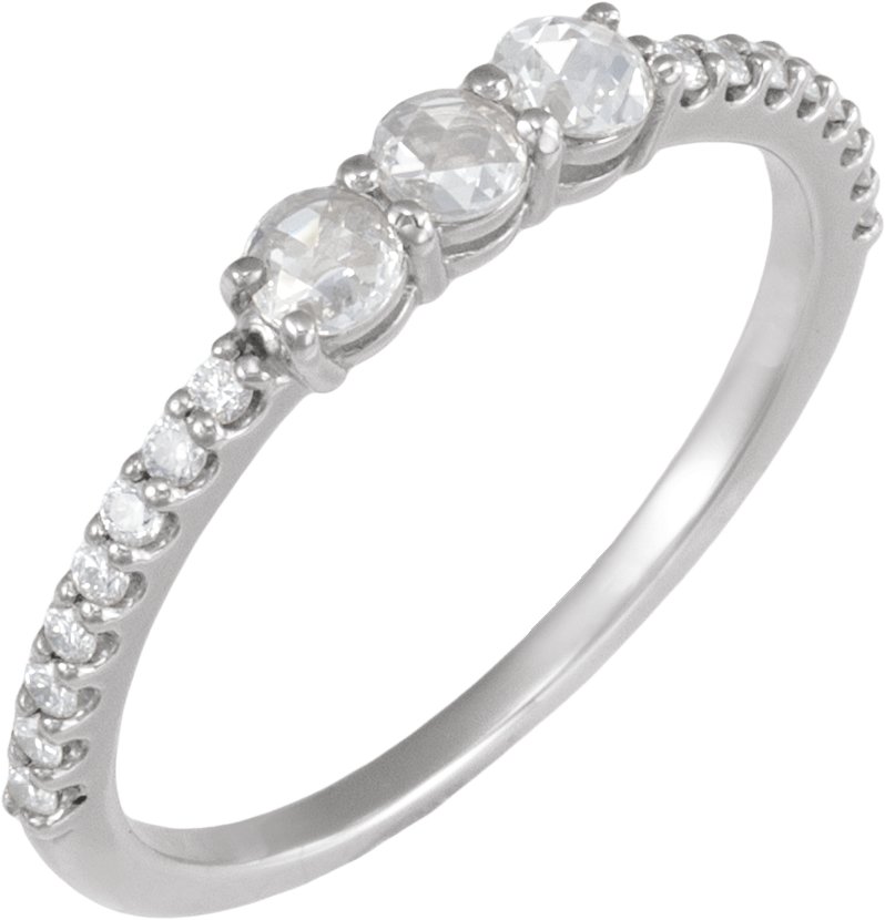 Rose-Cut Three-Stone Anniversary Band engagement ring setting