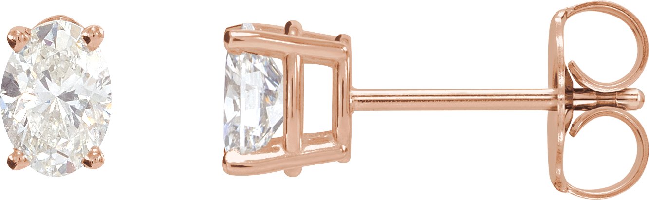 Oval 4-Prong Lightweight Stud Earrings