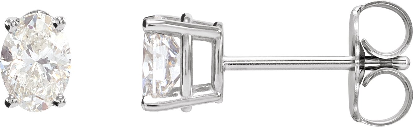 Oval 4-Prong Lightweight Stud Earrings