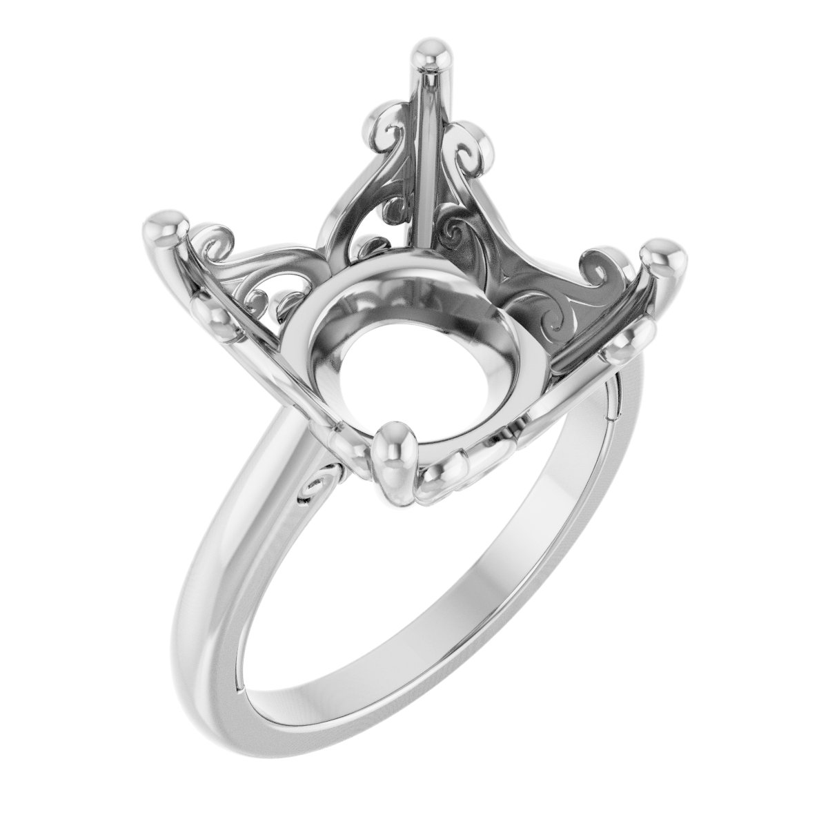 Solitaire Vintage-Inspired Scroll Engagement Ring