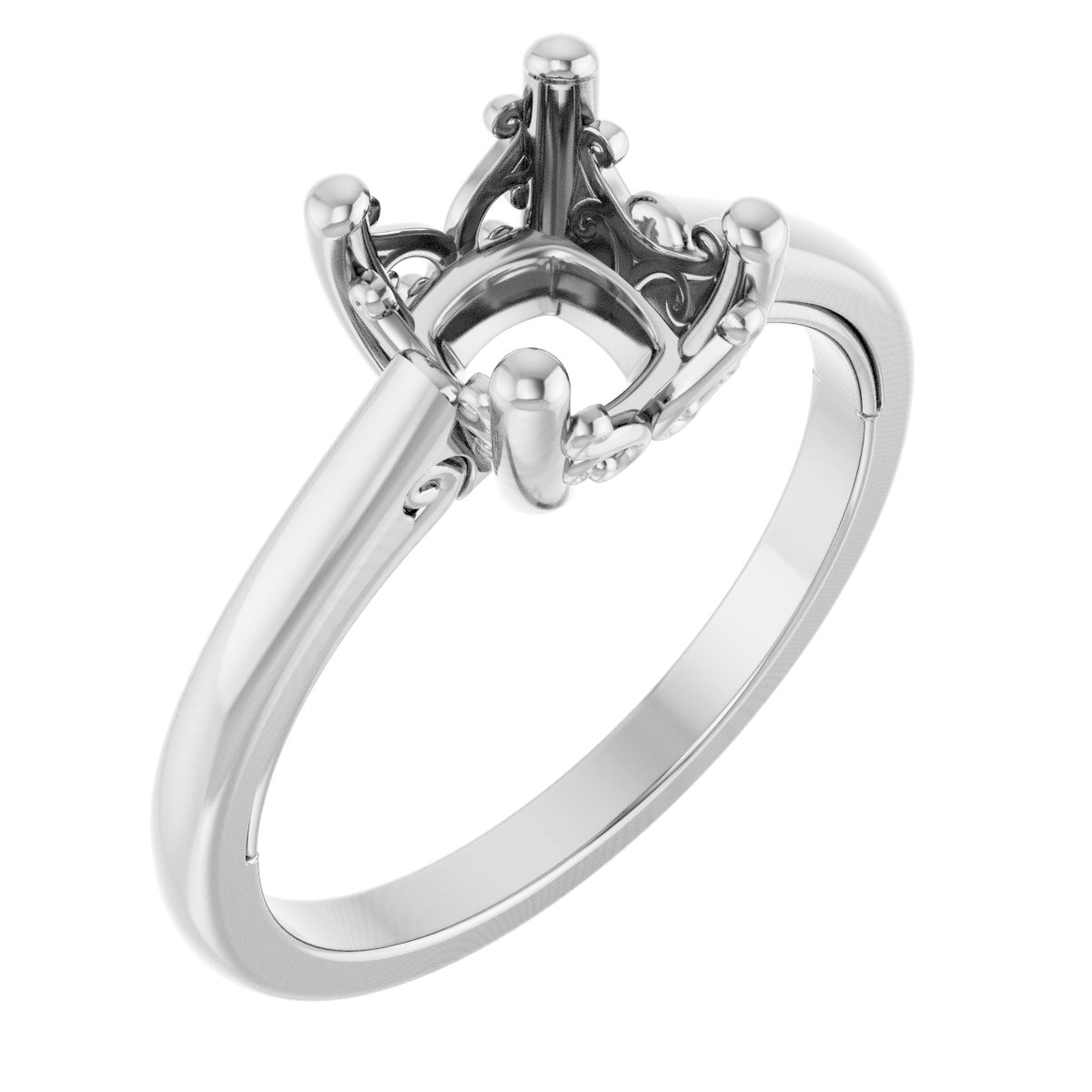 Solitaire Vintage-Inspired Scroll Engagement Ring