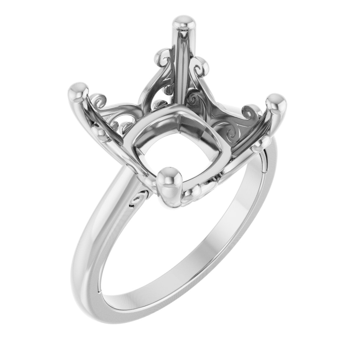 Solitaire Vintage-Inspired Scroll Engagement Ring