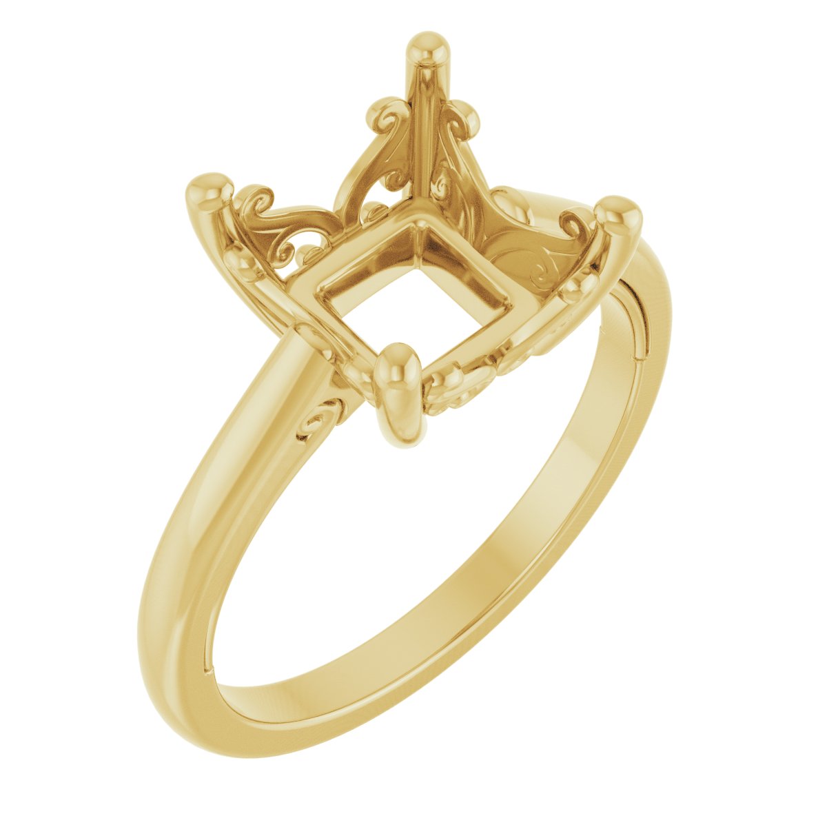 Solitaire Vintage-Inspired Scroll Engagement Ring
