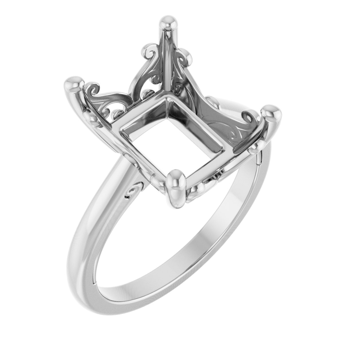 Solitaire Vintage-Inspired Scroll Engagement Ring
