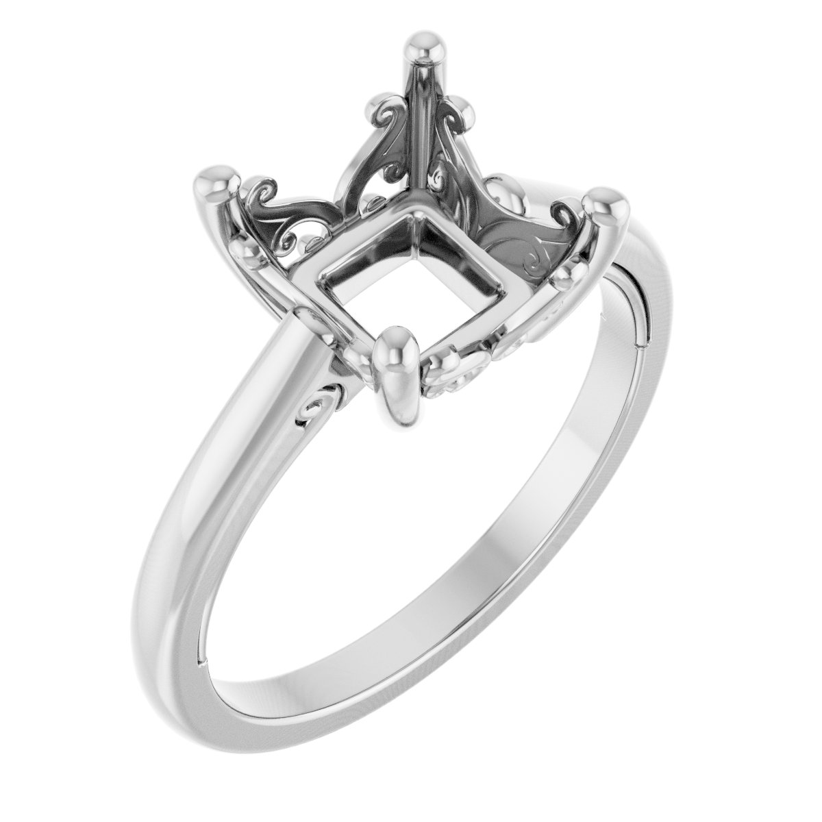 Solitaire Vintage-Inspired Scroll Engagement Ring