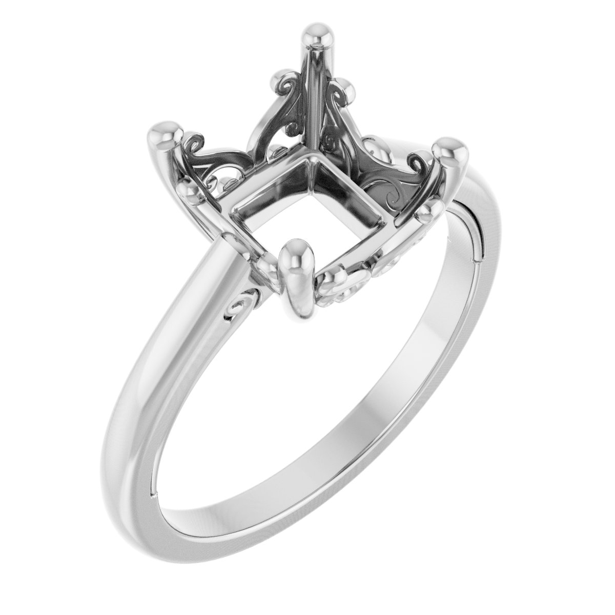 Solitaire Vintage-Inspired Scroll Engagement Ring