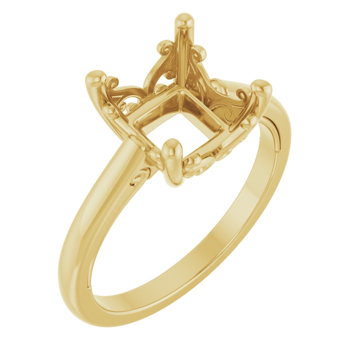Solitaire Vintage-Inspired Scroll Engagement Ring
