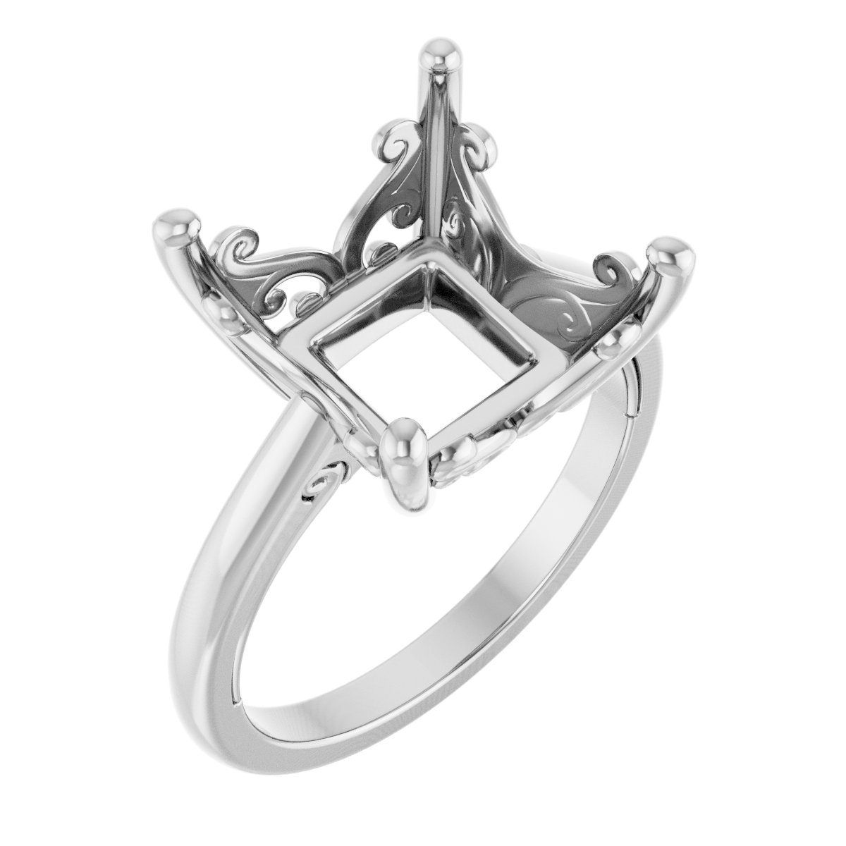 Solitaire Vintage-Inspired Scroll Engagement Ring