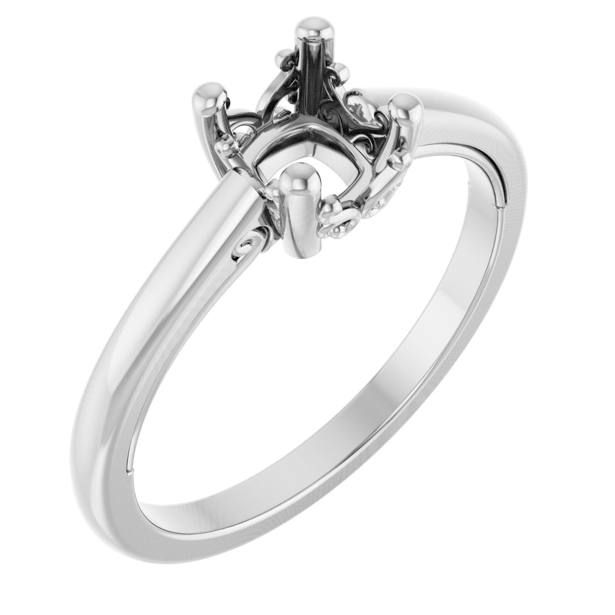 Solitaire Vintage-Inspired Scroll Engagement Ring
