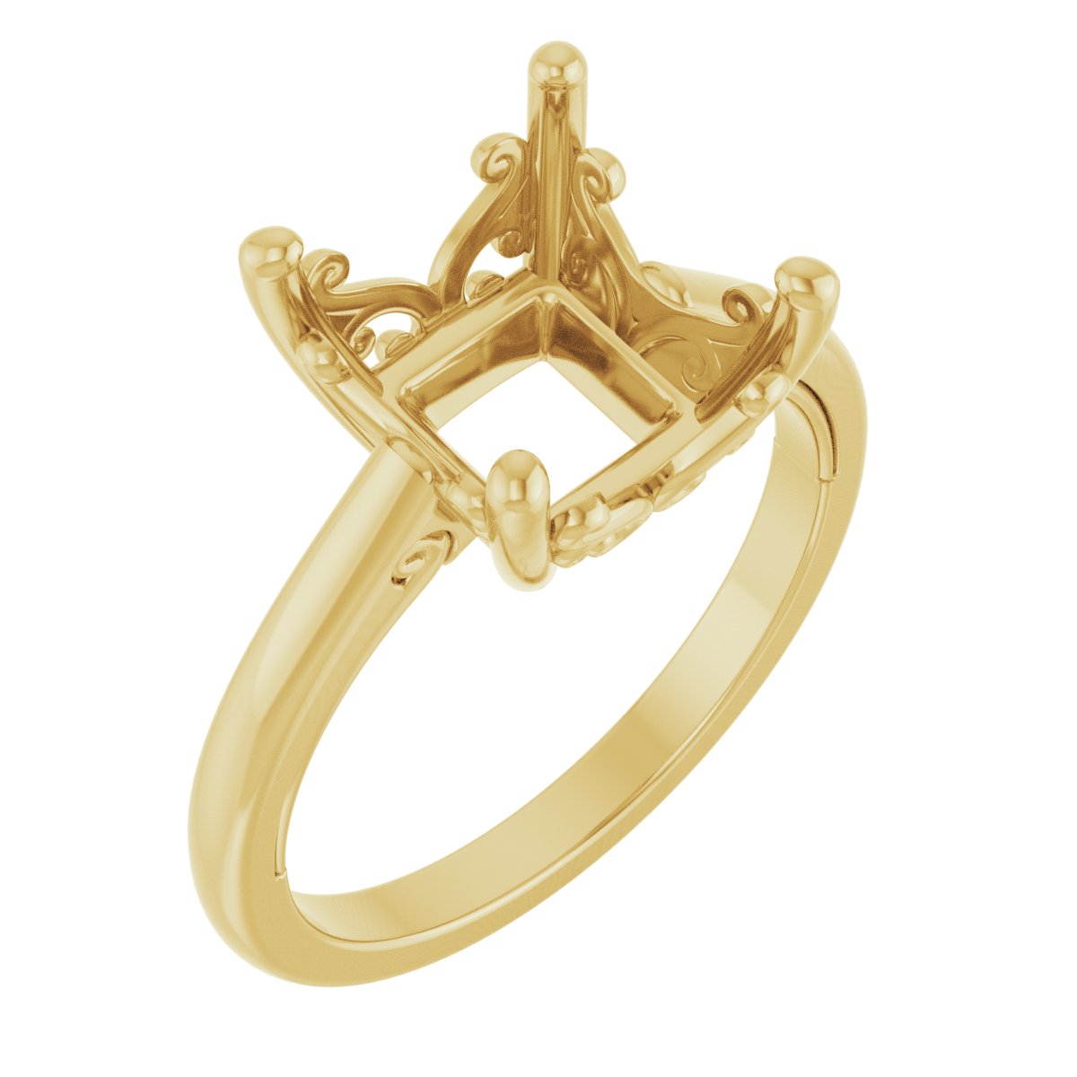 Solitaire Vintage-Inspired Scroll Engagement Ring