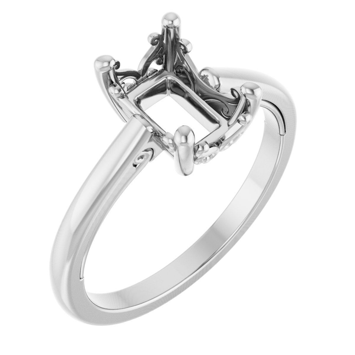 Solitaire Vintage-Inspired Scroll Engagement Ring