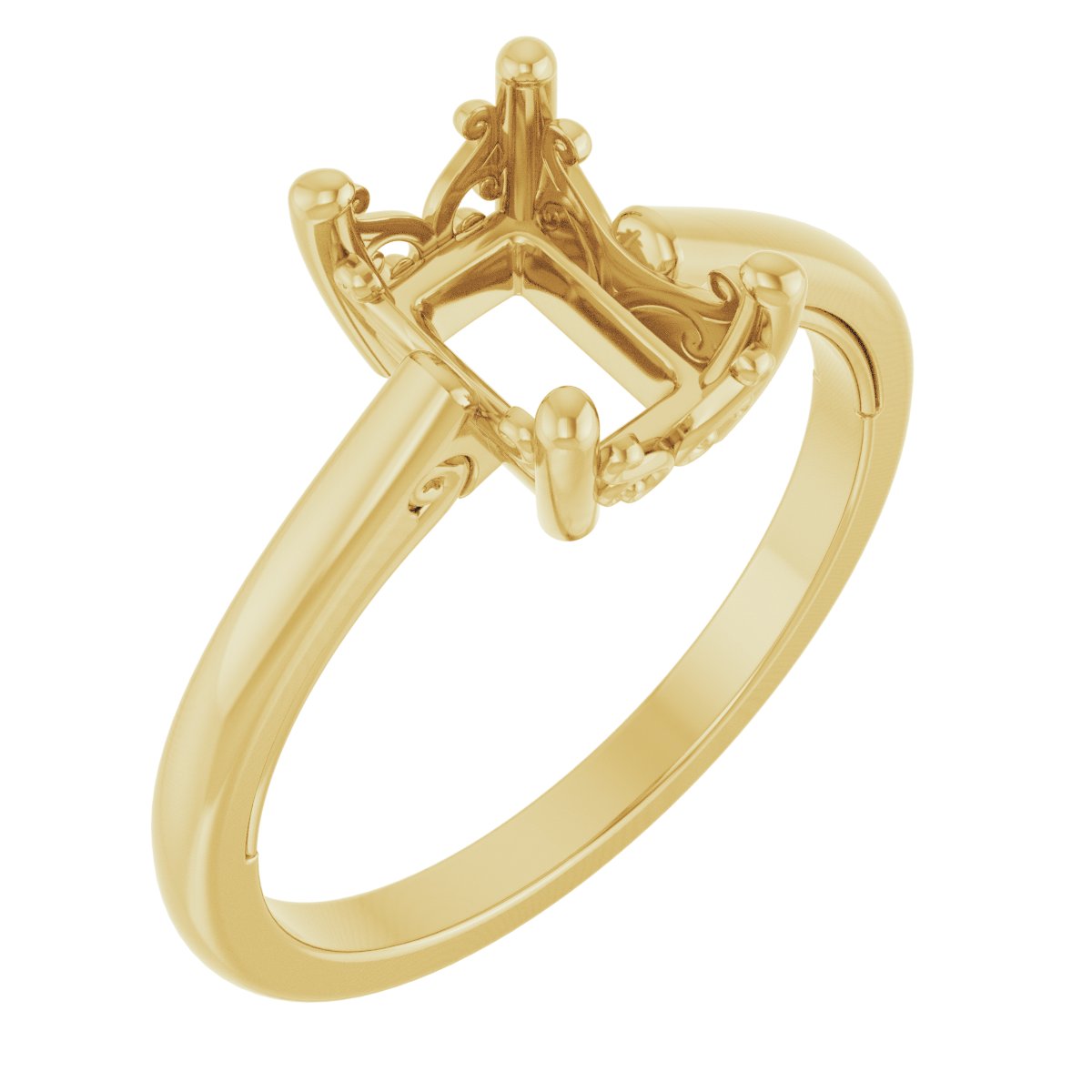 Solitaire Vintage-Inspired Scroll Engagement Ring