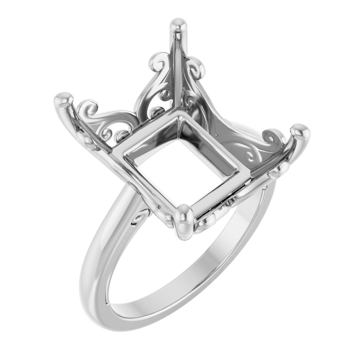 Solitaire Vintage-Inspired Scroll Engagement Ring
