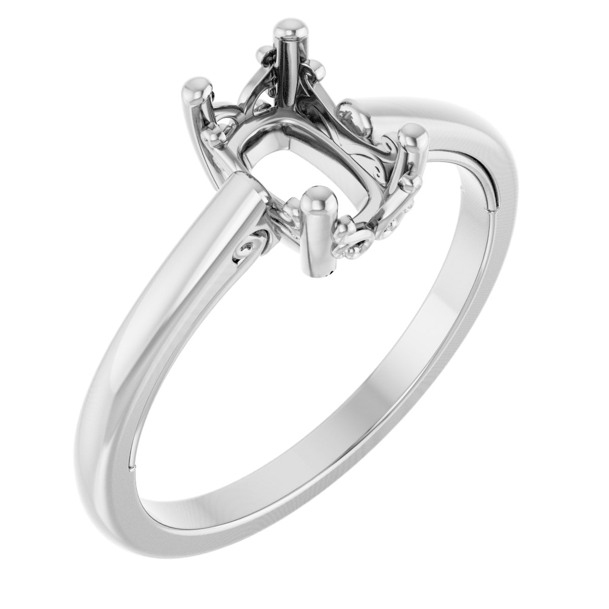 Solitaire Vintage-Inspired Scroll Engagement Ring