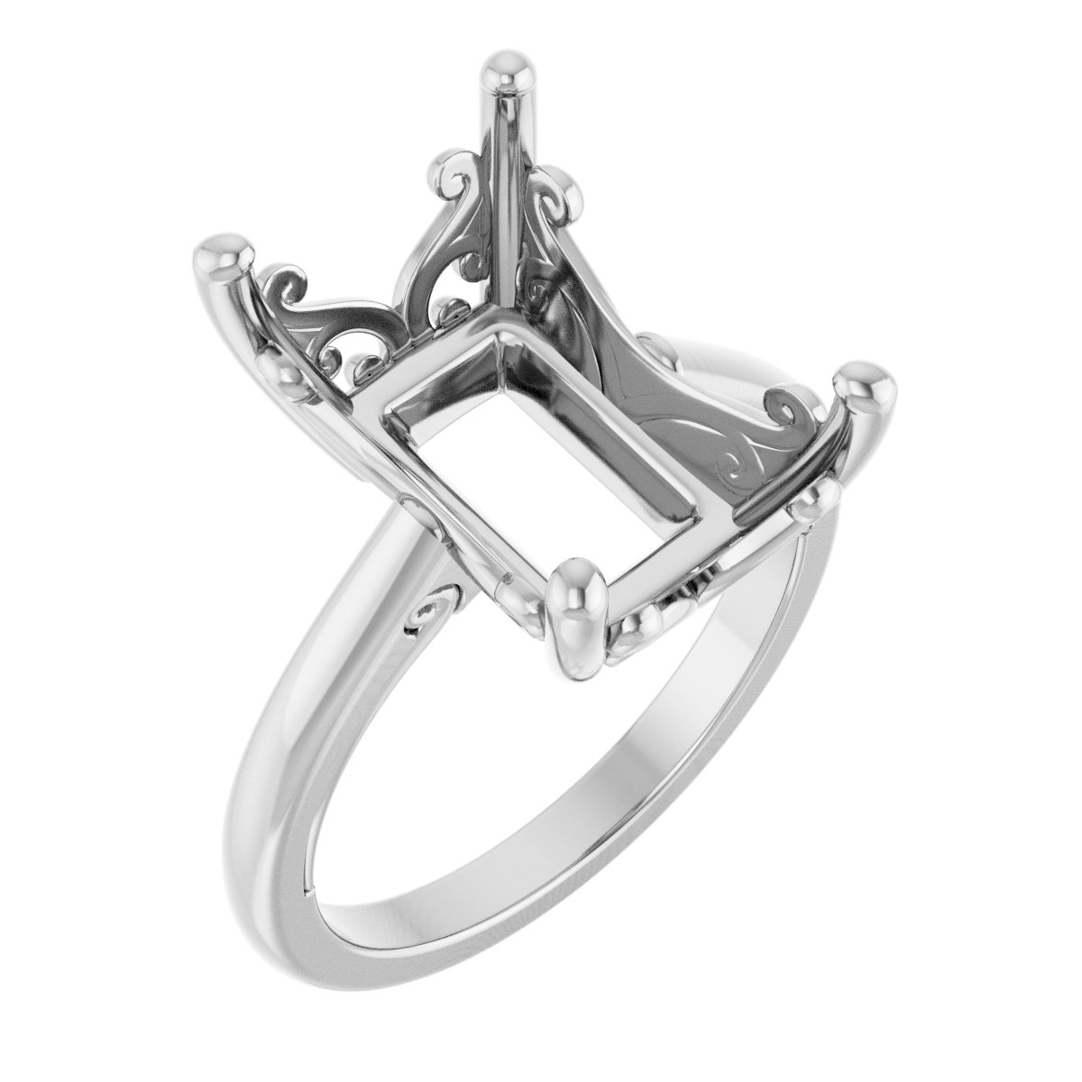 Solitaire Vintage-Inspired Scroll Engagement Ring
