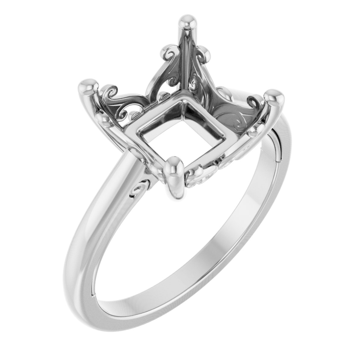 Solitaire Vintage-Inspired Scroll Engagement Ring